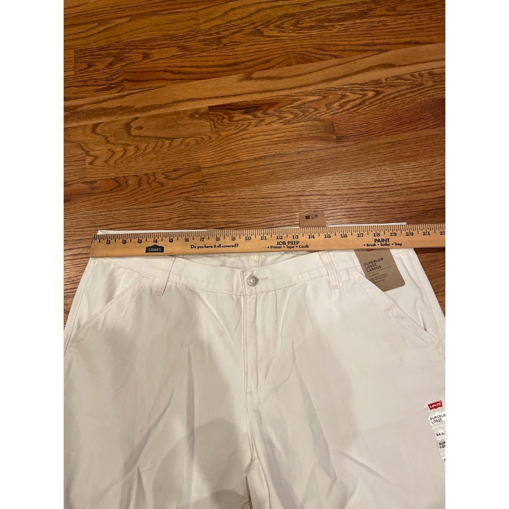 Levi's Womens Superlow Loose Cargo Pants 34x32 White Straight Leg NWT Baggy Punk - Picture 5 of 7